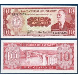 Paraguay Pick N°196b, Billet de banque de 10 Guaranies 1963