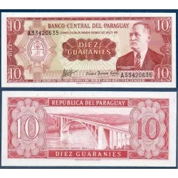 Paraguay Pick N°196b, Billet de banque de 10 Guaranies 1963