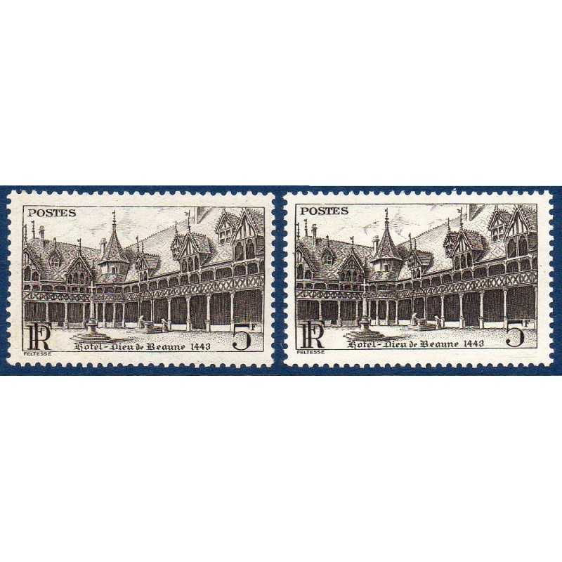 Timbre Yvert No 499a variété Brun, neuf ** Beaune Timbre Yvert No 499a variété Brun, neuf ** Beaune