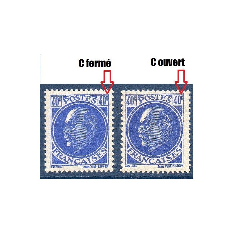 Timbre Yvert No 507a variété C fermé en O, Neuf ** type petain Prost