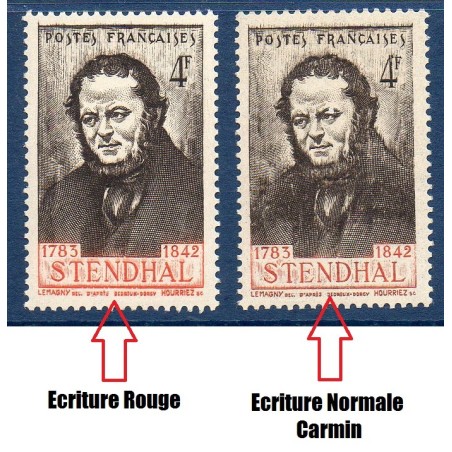 Timbre Yvert No 550b variété texte rouge, neuf ** Stendhal