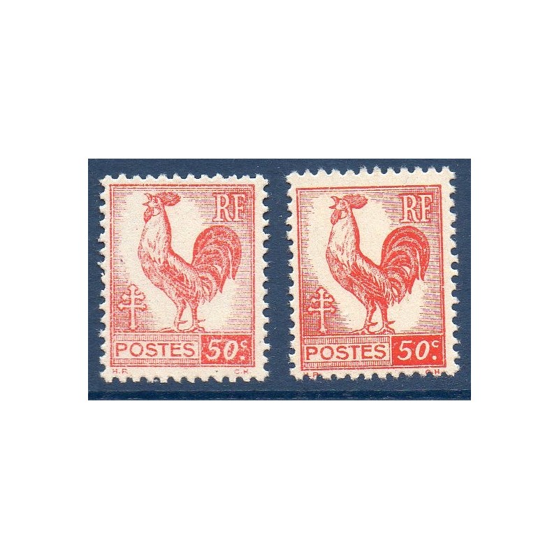 Timbre Yvert No 633b variété impression defectueuse, neuf ** type Coq