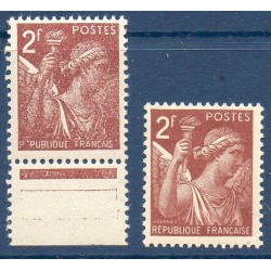 Timbre Yvert No 653bc variété légende partielle, neuf ** type Iris