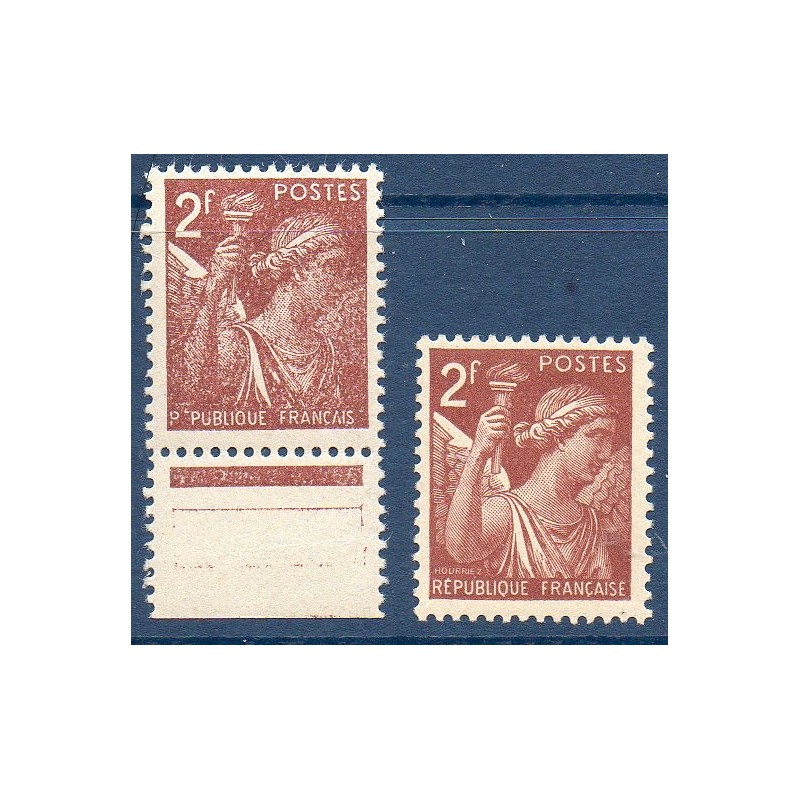 Timbre Yvert No 653bc variété légende partielle, neuf ** type Iris