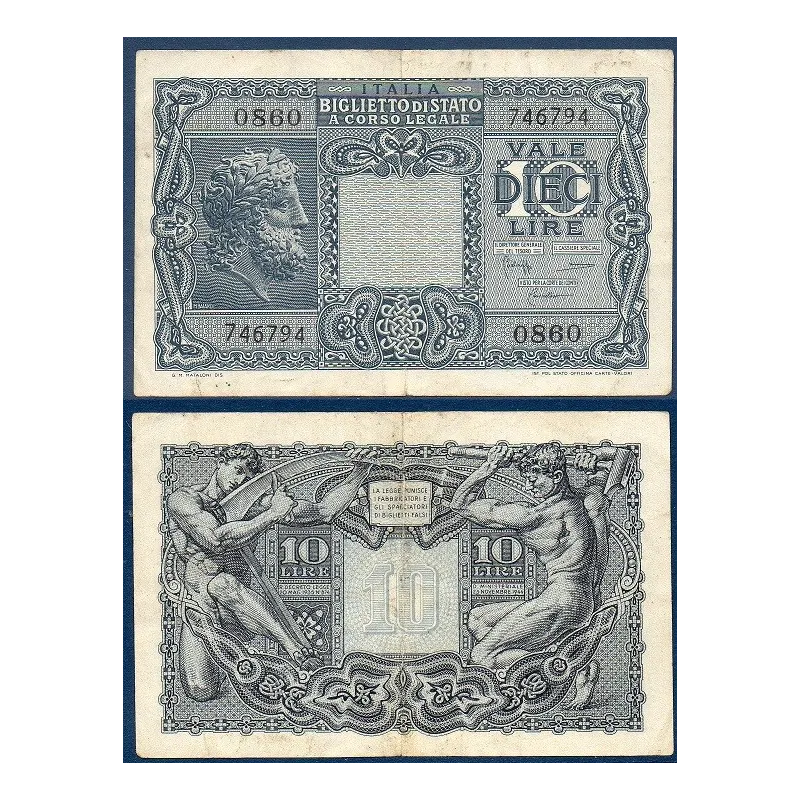 Italie Pick N°32c, Billet de banque de 10 Lire 1944 Italie Pick N°32c, Billet de banque de 10 Lire 1944