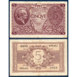 Italie Pick N°31c, Billet de banque de 5 Lire 1944