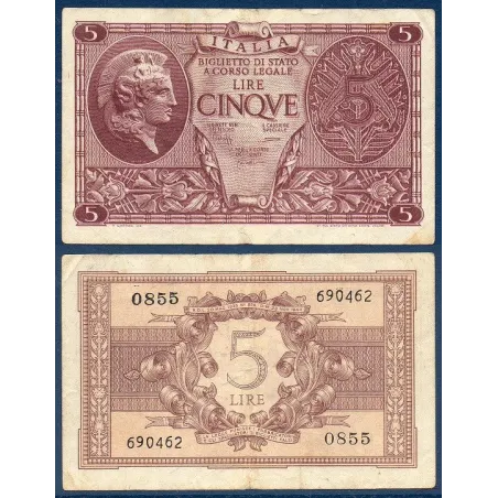 Italie Pick N°31c, Billet de banque de 5 Lire 1944