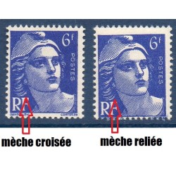 Timbre Yvert No 720b méches croisées variété de poinçon , neuf ** type marianne de Gandon