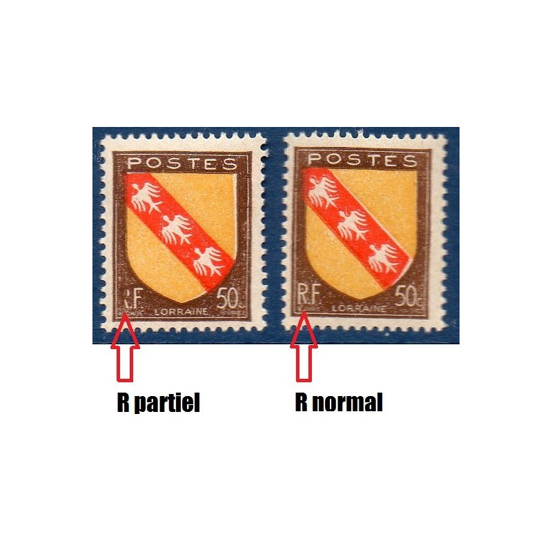 Timbre Yvert No 757d r absent variété de poinçon , neuf * Lorraine