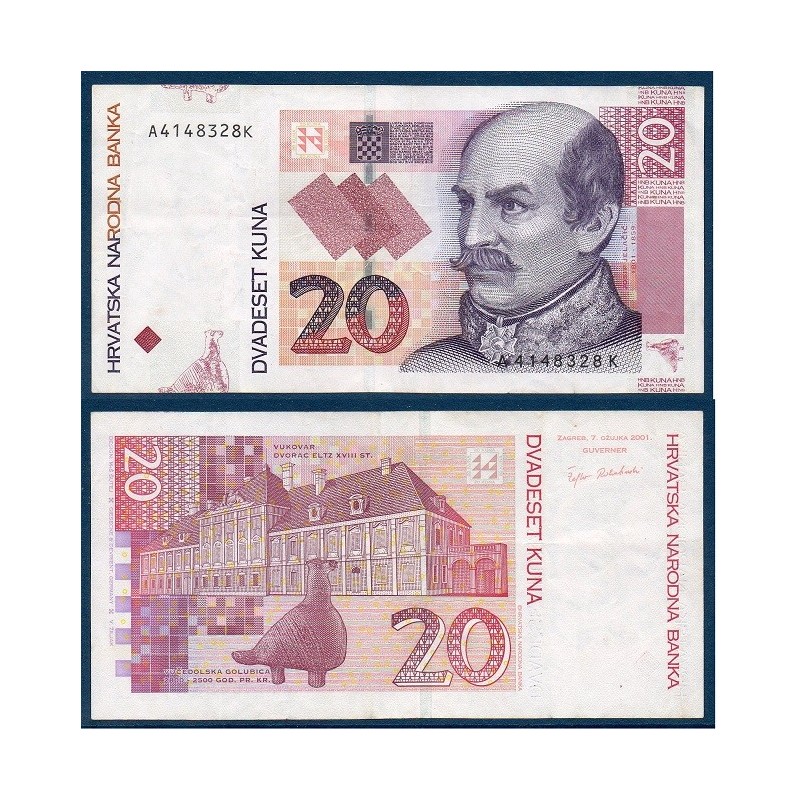 Croatie Pick N°39a, Billet de banque de 20 Kuna 2001