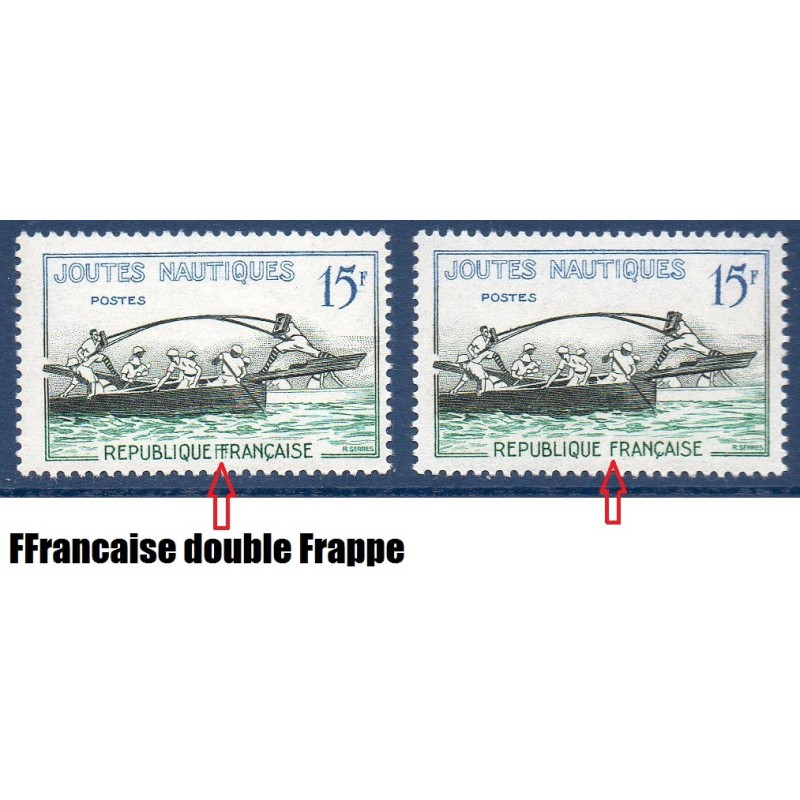 Timbre Yvert No 1162a joutes nautiques doube ff variété de poinçon , neuf luxe**