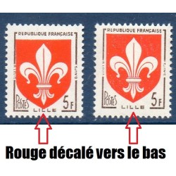 Timbre Yvert No 1186 variété décallage couleur rouge  neuf ** Lille