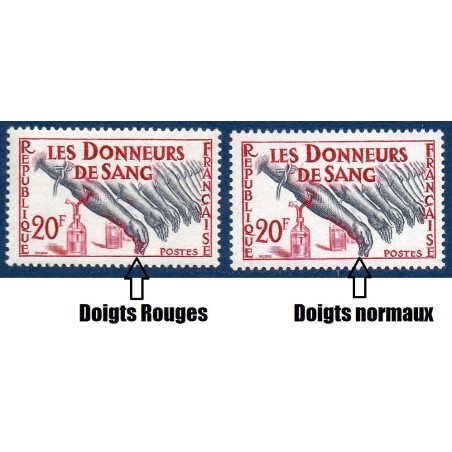 Timbre Yvert No 1220 doigts ensanglantés neuf luxe** Donneurs de sang