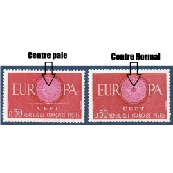 Timbre Yvert No 1267a Centre rosace rose pale  neuf luxe** Europa