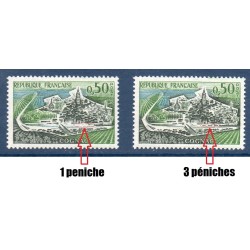 Timbre Yvert No 1314a 2 péniches absentes variété de poinçon , neuf luxe** Cognac