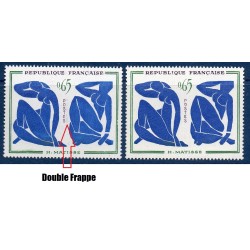 Timbre Yvert No 1320 double frappe de postes, neuf ** Les nus bleus de matisse