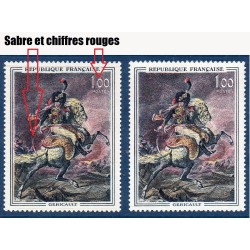 Timbre Yvert No 1365a sabre et chiffres rouge neuf luxe** Géricault