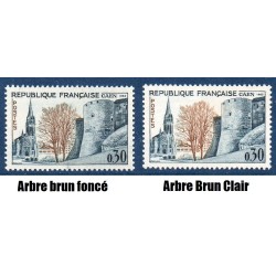 Timbre Yvert No 1389a Maury arbre bleu gris au lieu de bistre neuf luxe** Eglise saint Pierre