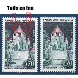 Timbre Yvert No 1392Ab toits en flamme impression deffectueuse ** Provins