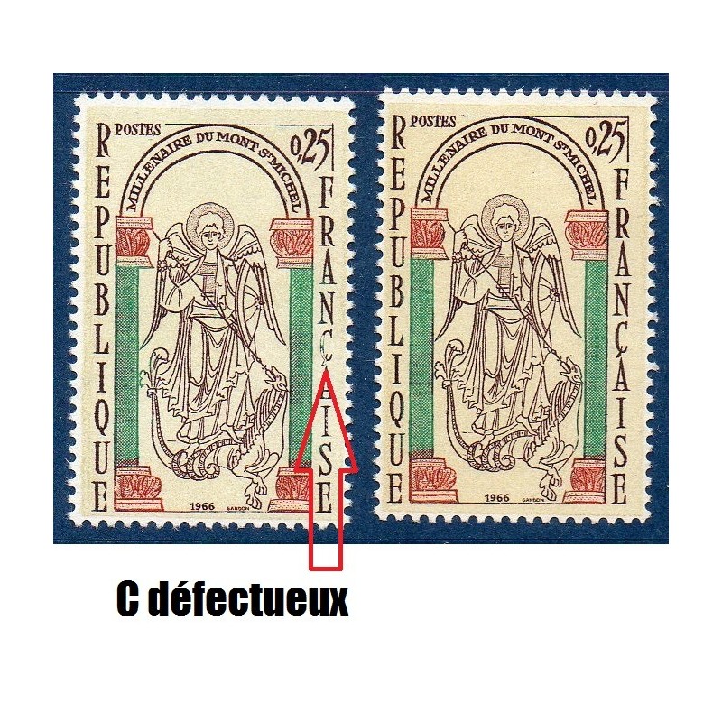 Timbre Yvert No 1482 C defectueux impression defectueuse neuf luxe** Mont Saint Michel