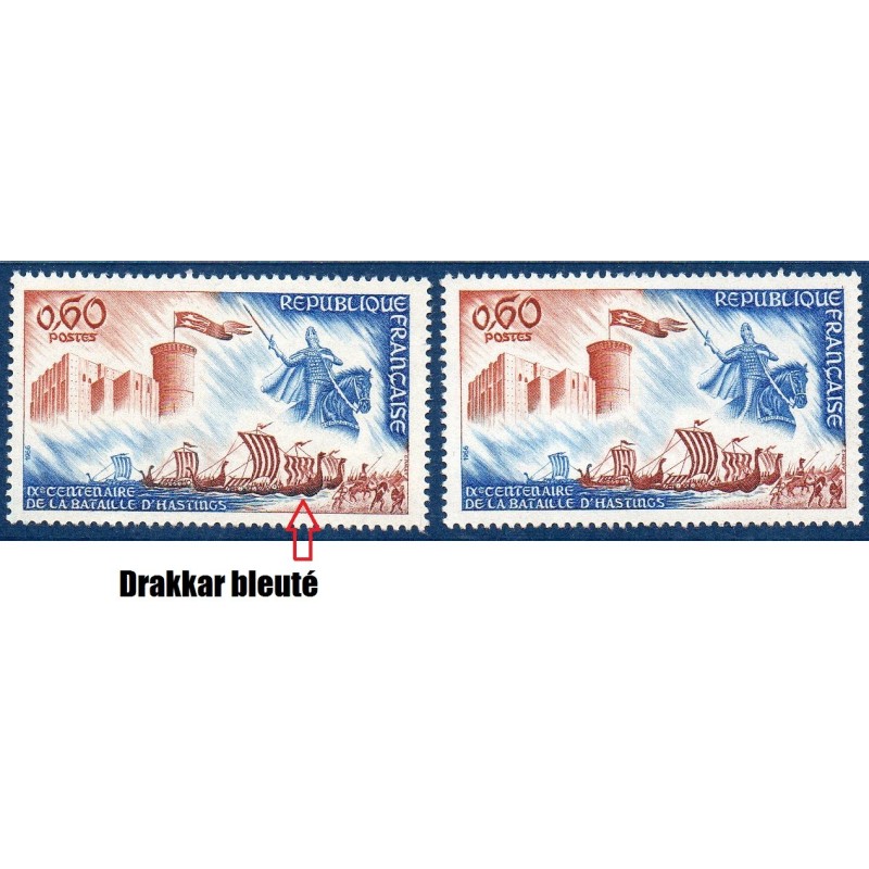 Timbre Yvert No 1486a Drakkars bleus au lieu de bruns  neuf luxe** Bataille d'Hastings