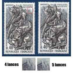 Timbre Yvert No 1538  une lance en moins variété de poinçon neuf luxe** Philippe Auguste