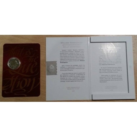 2 euros commémorative Saint Marin 2016 William Shakespeare piece de monnaie €