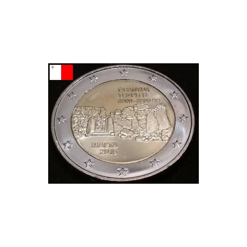 2 euros commémorative Malte 2016 Temple de Ggantija piece de monnaie €