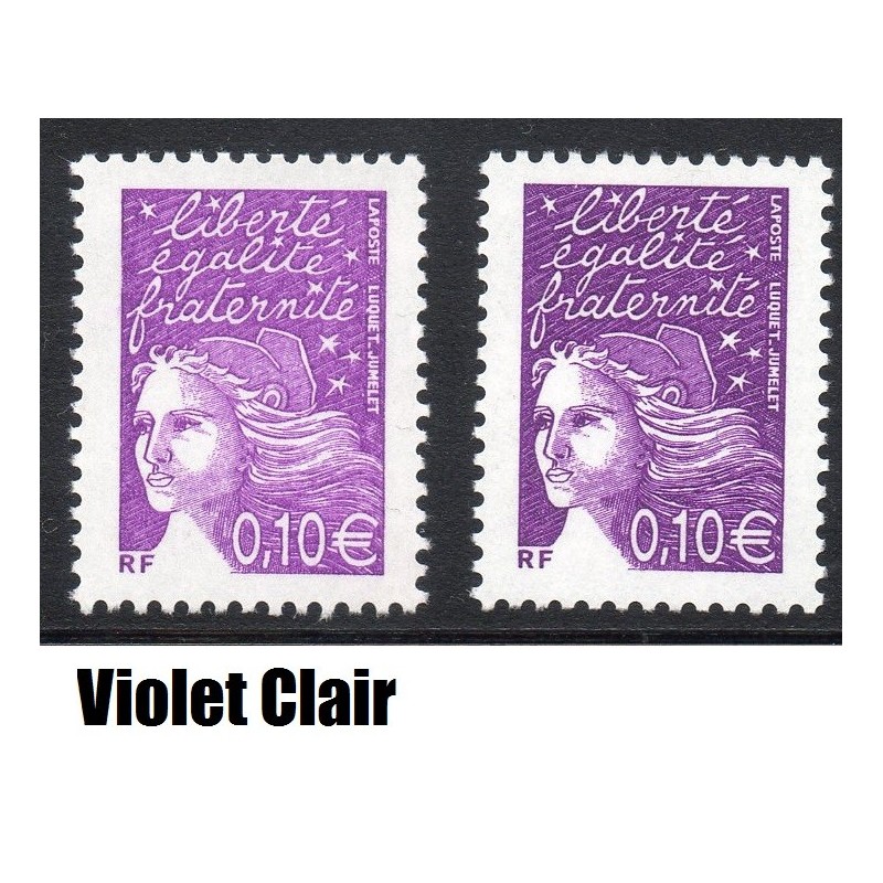 Timbre Yvert No 3446 violet clair au lieu de foncé  neuf luxe** Marianne de luquet