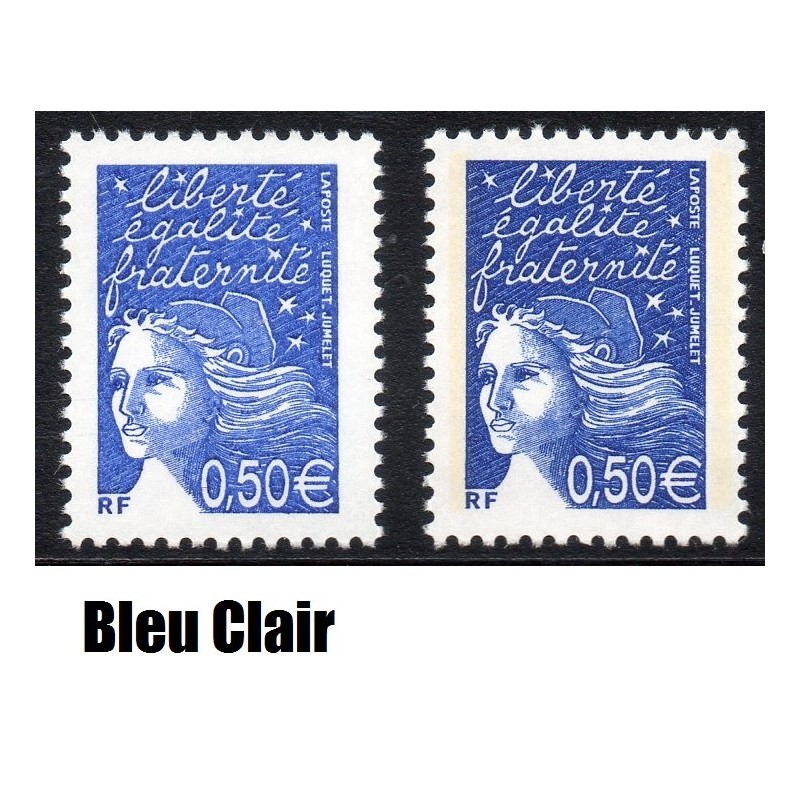Timbre Yvert No 3449 bleu clair au lieu de bleu foncé  neuf luxe** Marianne de Luquet