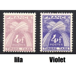 Timbre Yvert No taxe 84 violet pale et violet trés vif neuf luxe** Type Gerbes