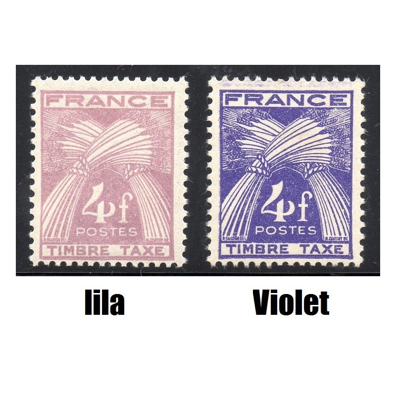 Timbre Yvert No taxe 84 violet pale et violet trés vif neuf luxe** Type Gerbes