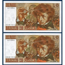 Paire 10 Francs Berlioz Sup+ 4.3.1976 Billet de la banque de France