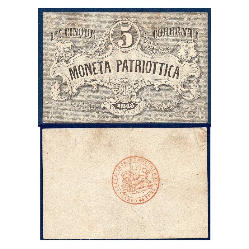 Etats Italiens Venise Pick N°S188a, Billet de banque de 5 Lire 1848