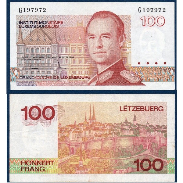Luxembourg Pick N°58a, Billet de banque de 100 Francs 1986