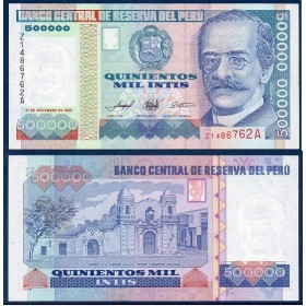 Perou Pick N°147, Billet de banque de 500000 Intis 1989