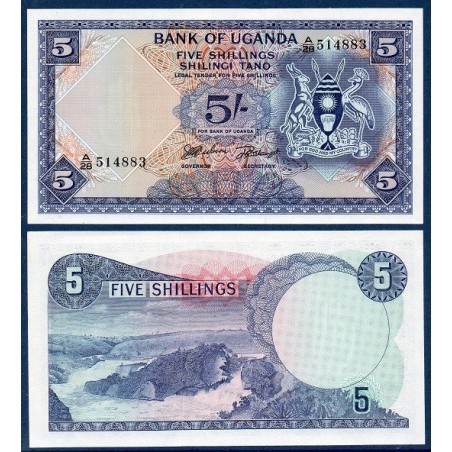 Ouganda Pick N°1a, Billet de banque de 5 Shillings 1966