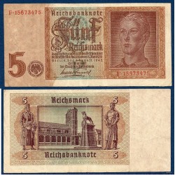 Allemagne Pick N°186a TB Billet de banque de 5 Mark 1942