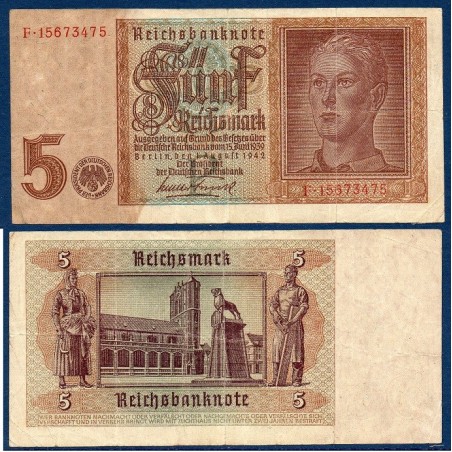 Allemagne Pick N°186a TB Billet de banque de 5 Mark 1942