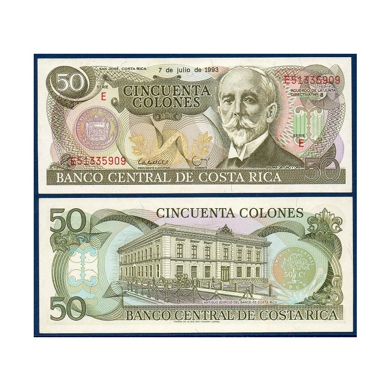 Costa Rica Pick N°257a, Billet de banque de 50 colones 1991-1993