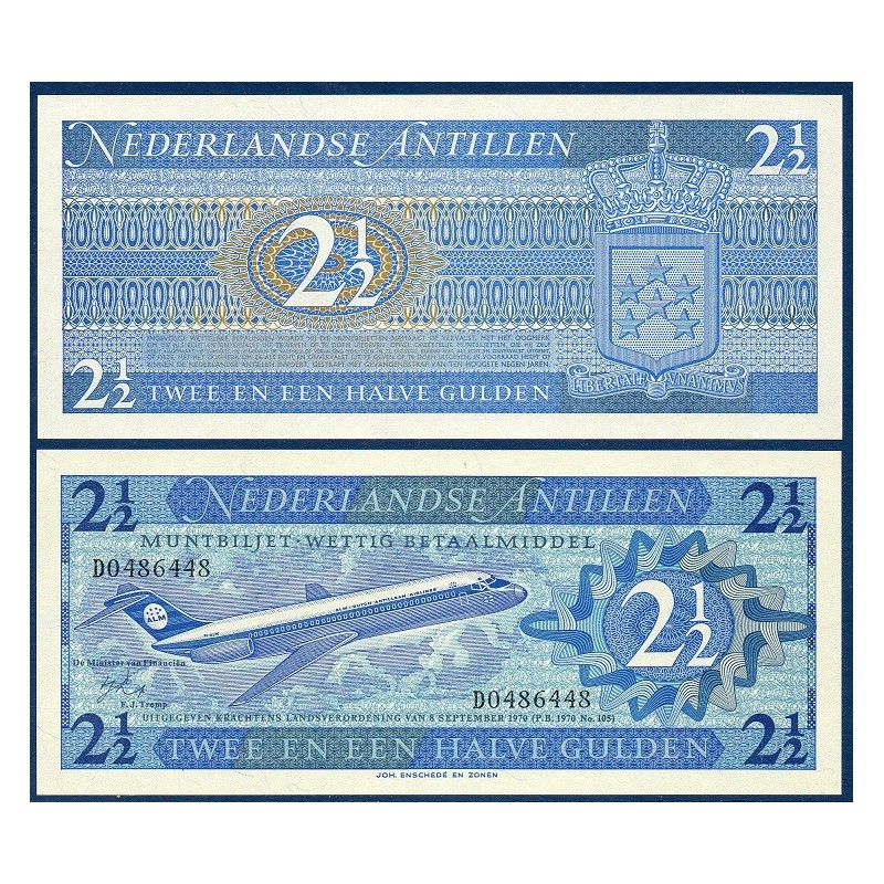 Antilles Néerlandaises Pick N°21a, Billet de banque de 2 1/2 Gulden 1970