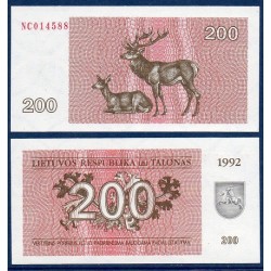 Lituanie Pick N°43, Billet de banque de 200 Talonas 1992