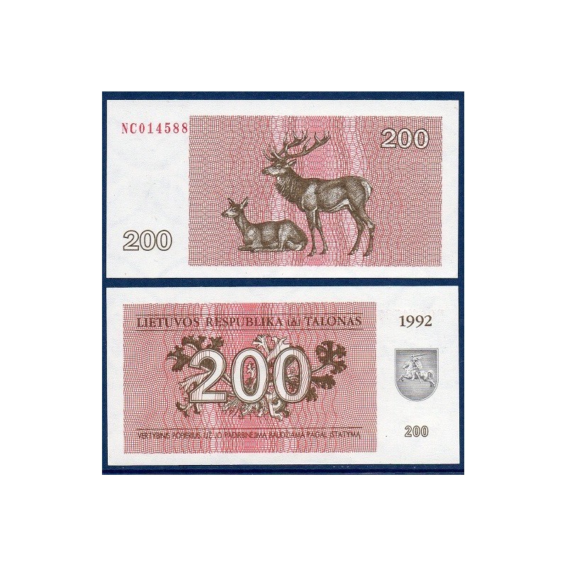 Lituanie Pick N°43, Billet de banque de 200 Talonas 1992