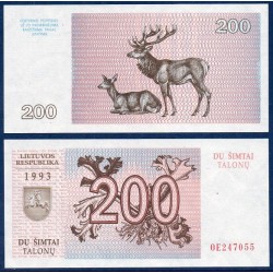 Lituanie Pick N°45, Billet de banque de 200 Talonas 1992