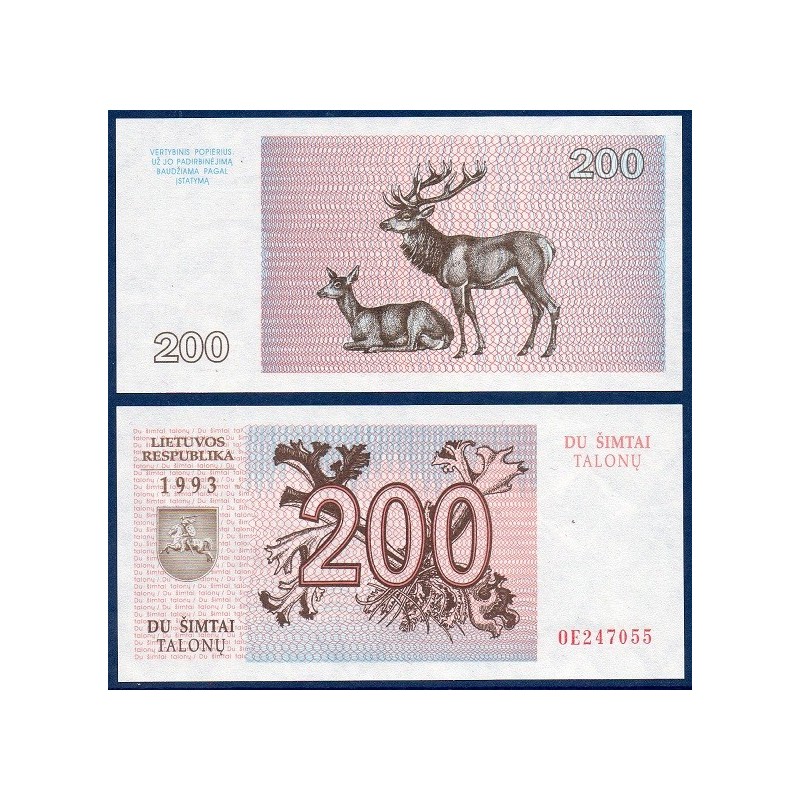 Lituanie Pick N°45, Billet de banque de 200 Talonas 1992