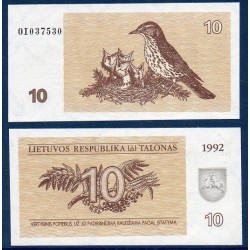 Lituanie P.40, neuf Billet de 10 Talonas 1992 grives