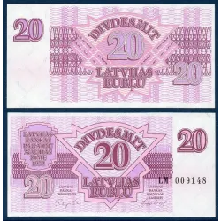 Lettonie Pick N°39, Billet de banque de 20 Rublu 1992