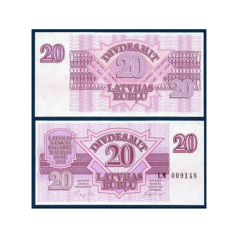 Lettonie Pick N°39, Billet de banque de 20 Rublu 1992 Lettonie Pick N°39, Billet de banque de 20 Rublu 1992