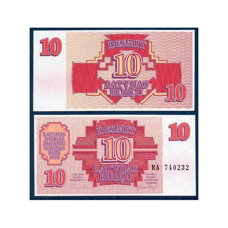 Lettonie Pick N°38, Billet de banque de 10 Rublu 1992