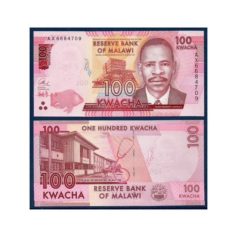 Malawi Pick N°65b, Billet de banque de 100 kwacha 2016